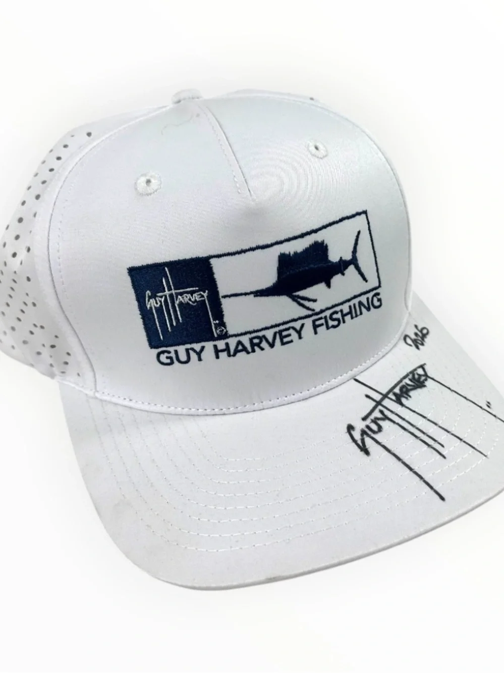 Guy Harvey Signed White Fishing Hat Sailfish Snapback Performance Cap 2026 NWT